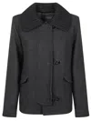 Fay Three-hook Wool Jacket With Removable Ribbed Collar And Iconic Closure In Black