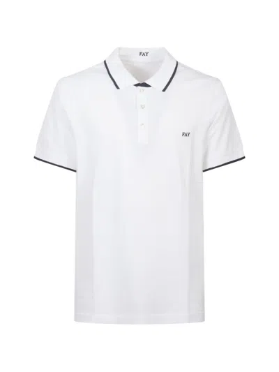 Fay Tipped Collar Polo In White