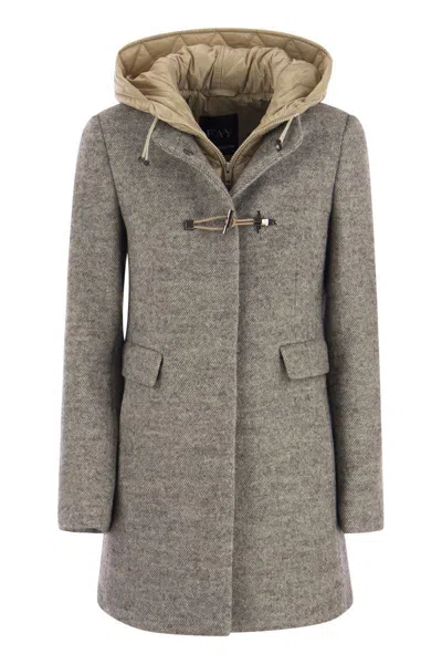 Fay Toggle - Wool-blend Coat With Hood In Melange Grey