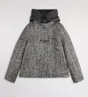 Fay Herringbone Toggle Coat In Black