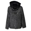 Fay Toggle Cape With Textured Herringbone Pattern And Quilted Details In Black