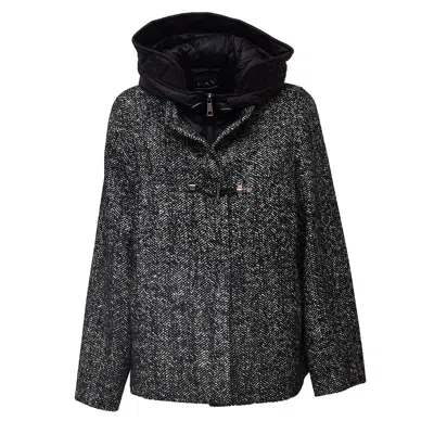 Fay Toggle Cape With Textured Herringbone Pattern And Quilted Details In Black