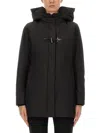 Fay Toggle Coat In Black Wool Blend Fabric In Black