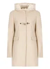 Fay Front Nylon Toggle Double Breasted Coat In Beige