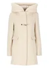 Fay Elegant Parka With Luxurious Wool Blend And Chic Fastening Detail In Beige