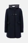 Fay Navy Wool Blend Coat Women In Blue