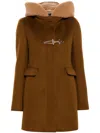 Fay Toggle Coat Db Front Teddy In Brown