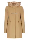 Fay Toggle Coat Db Front Nylon In Brown