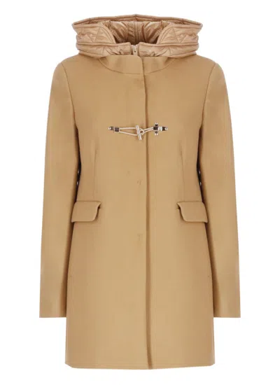 Fay Toggle Coat Db Front Nylon In Brown