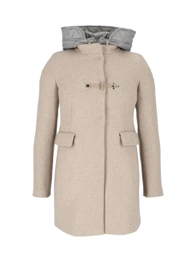 Fay Toggle Coat Db Front Nylon In Beige