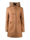 Fay Toggle Coat Db Front Nylon In Brown
