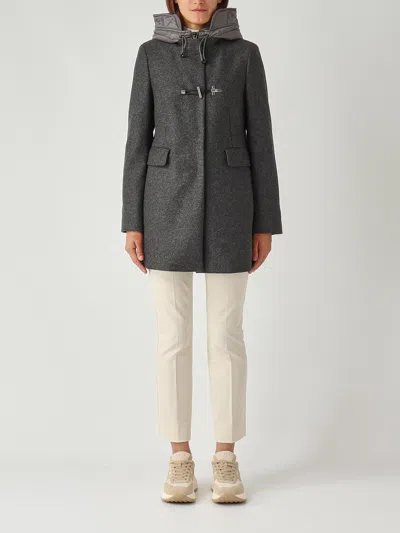 Fay Toggle Coat Db Front Nylon Coat In Gray