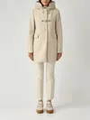 Fay Double-breasted Toggle Front Coat In Melange Wool Blend In White