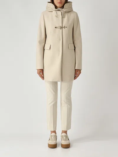 Fay Toggle Coat Db Front Nylon Coat In White