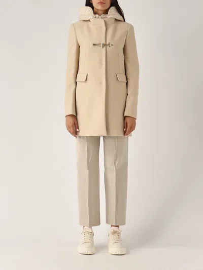 Fay Front Nylon Toggle Double Breasted Coat In Beige