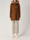 Fay Toggle Coat Db Front Teddy In Cuoio Scuro