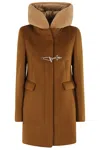 Fay Toggle Coat Db Front Teddy In Cuoio Scuro