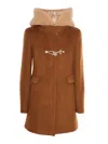 Fay Toggle Coat Db Front Teddy In Brown