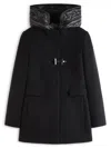 Fay Toggle Coat In Black Wool Blend Fabric In Black