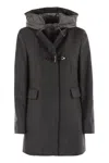 Fay Toggle Coat In Mélange Wool Cloth In Black