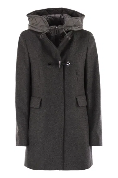 Fay Toggle Coat In Mélange Wool Cloth In Black