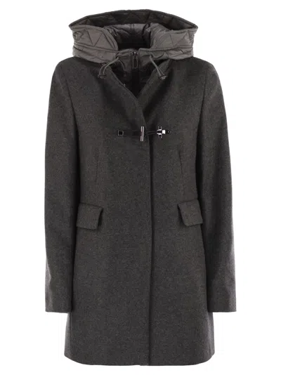 Fay Toggle Coat In Mélange Wool Cloth In Gray