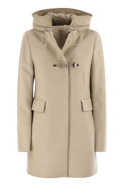 Fay Toggle Coat In Mélange Wool Cloth In Neutral