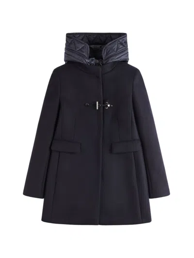 Fay Toggle Coat In Wool And Cashmere Gauzed Fabric In Black