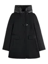 Fay Toggle Coat In Black Wool Blend Fabric In Multi