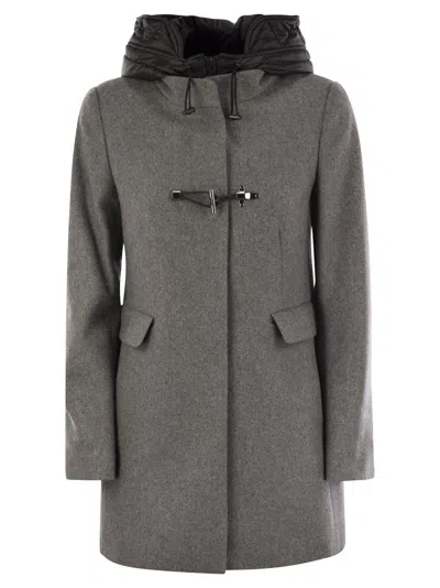 Fay Toggle Coat In Wool Cloth In Grey