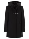 Fay Toggle Coat In Black Wool Blend Fabric In Black