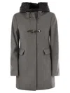 Fay Toggle Jacket In Wool Cloth In Gray