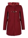 Fay Toggle Coat In Wool Cloth In Red