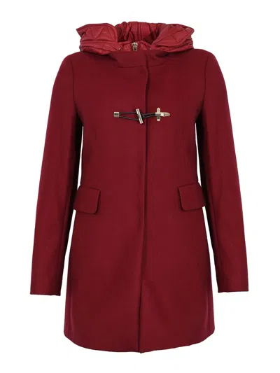 Fay Toggle Coat In Wool Cloth In Red