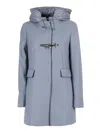 Fay Toggle Db Front Nylon Coat In Blue