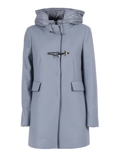 Fay Toggle Db Front Nylon Coat In Blue
