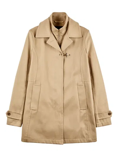 Fay Toggle-detail Trench Coat In Brown