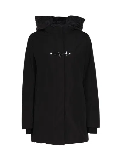 Fay Toggle Down Jacket With Hood In Black