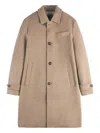 Fay Wool Coat With Hook And Multiple Pockets In Neutral