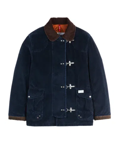 Fay Toggle Fastening Corduroy Jacket In Blue