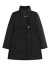 Fay Toggle-fastening High-neck Coat In Black