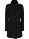 Fay Romantic Coat In Black In Soft Wool Blend Fabric In Black