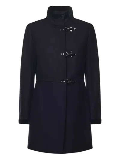 Fay Toggle-fastening Single-breasted Coat In Blue
