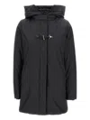 Fay Hooded Black Jacket With Quilted Detailing And Toggle Closure In Black