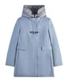 Fay Clear Blue Minimalistic Coat With Structured Collar In Blue