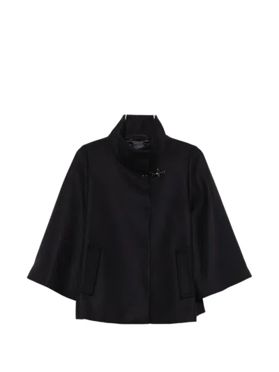 Fay Structured Short Coat With High Collar In Black