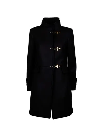 Fay Toggle-fastening Funnel-neck Coat In Black