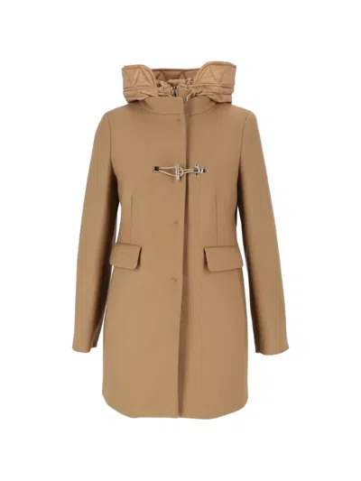 Fay Toggle-fastening Hooded Coat In Brown