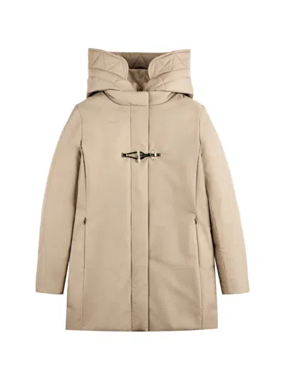 Fay Toggle-fastening Hooded Coat In Neutral