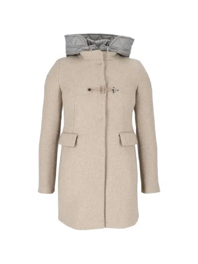 Fay Toggle-fastening Hooded Coat In Neutral
